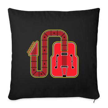 Guitare rétro à forme abstraite rouge - Housse de coussin décorative 45 x 45 cm - noir - Devant