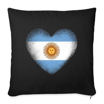 Argentina Flag Heart Proud Argentine Pride Art - Sofa pillowcase 17,3'' x 17,3'' (45 x 45 cm) - black - Front