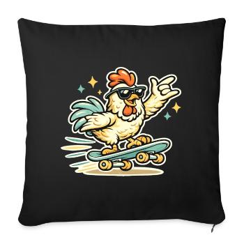 Sunglasses hen on skateboard - Sofa pillowcase 17,3'' x 17,3'' (45 x 45 cm) - black - Front