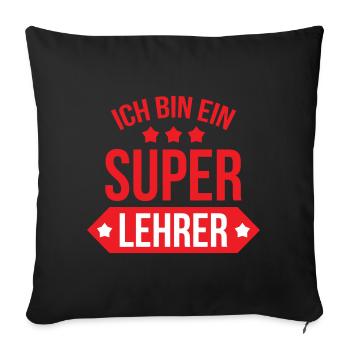Super Maître d'École Étoiles et Bannière Scolaire - Housse de coussin décorative 45 x 45 cm - noir - Devant