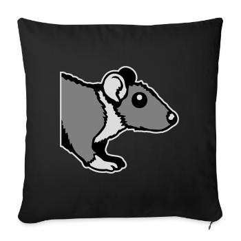 Rat avant Côté semi-curieux rongeur drôle - Housse de coussin décorative 45 x 45 cm - noir - Devant