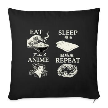 EAT SLEEP ANIME REPEAT - Sofa pillowcase 17,3'' x 17,3'' (45 x 45 cm) - black - Front