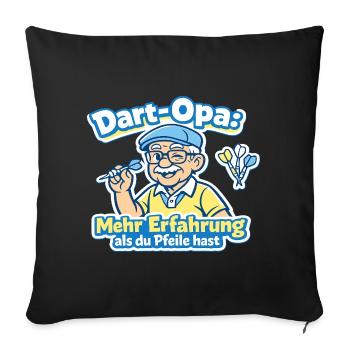 Dart-Opa: Mehr Erfahrung als Pfeile - Sofakissenbezug 45 x 45 cm - Schwarz - Vorne
