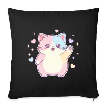Joie du cœur en chaton pastel - Housse de coussin décorative 45 x 45 cm - noir - Devant