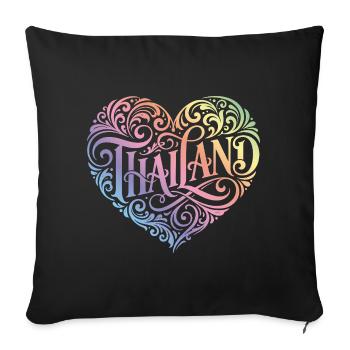Cœur Thaïlandais Coloré - Housse de coussin décorative 45 x 45 cm - noir - Devant