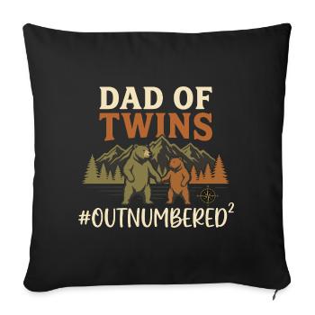 Dad of Twins Outnumbered Papa Zwillinge - Sofa pillowcase 17,3'' x 17,3'' (45 x 45 cm) - black - Front