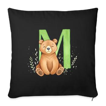 Ours devant le vert M – style aquarelle - Housse de coussin décorative 45 x 45 cm - noir - Devant