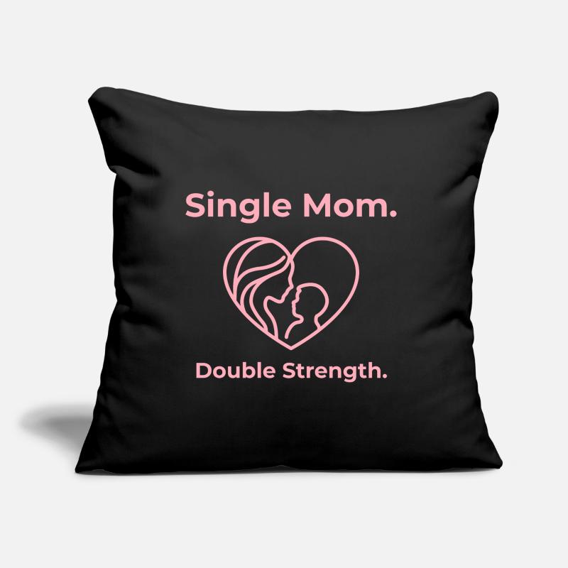 Cœur double force de mère célibataire Housse de coussin décorative 45 x 45 cm
