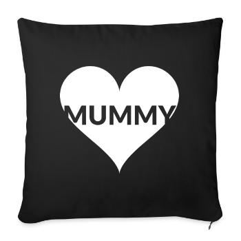 Herz MUMMY Mutti Shirt - Sofakissenbezug 45 x 45 cm - Schwarz - Vorne