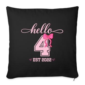 Bonjour 4 Est 2022 Girl Birthday Design - Housse de coussin décorative 45 x 45 cm - noir - Devant