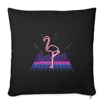 80s Synthwave Neon Flamingo Retro - Sofakissenbezug 45 x 45 cm - Schwarz - Vorne