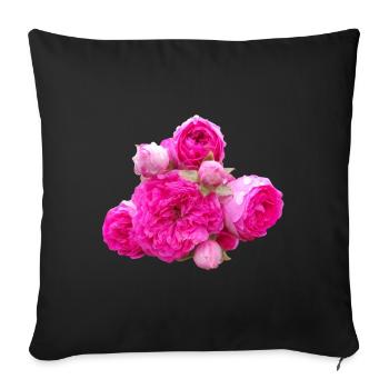 Pink_Garden_Roses_Floral_Art - Sofa pillowcase 17,3'' x 17,3'' (45 x 45 cm) - black - Front