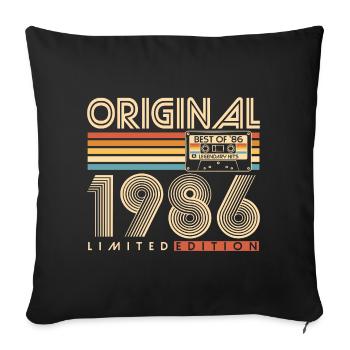 40 ans 40 ans 1986 Vintage Né - Housse de coussin décorative 45 x 45 cm - noir - Devant