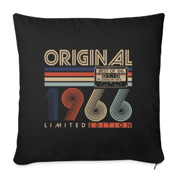 60e anniversaire 60 ans 1966 Né - Housse de coussin décorative 45 x 45 cm - noir - Devant