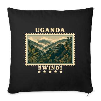 Uganda Bwindi Vintage Travel Brand - Sofa pillowcase 17,3'' x 17,3'' (45 x 45 cm) - black - Front