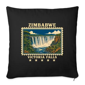 Zimbabwe Victoria Falls Vintage Travel Brand - Sofa pillowcase 17,3'' x 17,3'' (45 x 45 cm) - black - Front