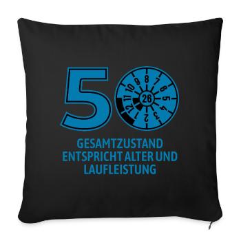 HU August 2026 - 50 Jahre - Geburtstag Geschenk - Sofakissenbezug 45 x 45 cm - Schwarz - Vorne