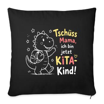 Kita Abschied Dino Design - Sofakissenbezug 45 x 45 cm - Schwarz - Vorne
