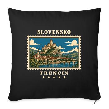 Slowakei Trenčín Vintage Reisemarke - Sofakissenbezug 45 x 45 cm - Schwarz - Vorne