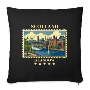 Schottland_Glasgow_Vintage_Reisemarke - Sofakissenbezug 45 x 45 cm - Schwarz - Vorne
