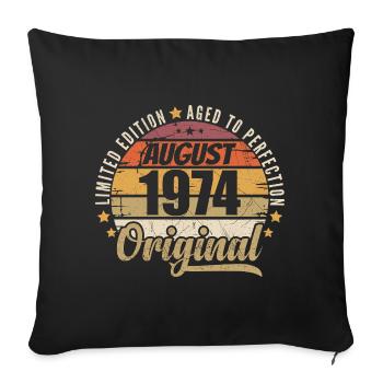 August 1974 Retro Vintage Birthday August 1974 - Sofa pillowcase 17,3'' x 17,3'' (45 x 45 cm) - black - Front