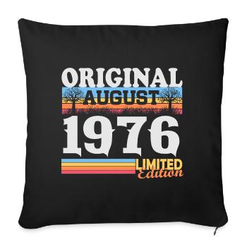 Anniversaire vintage rétro d’août 1976 - Housse de coussin décorative 45 x 45 cm - noir - Devant