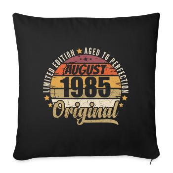 Août 1985 Anniversaire Vintage Rétro Août 1985 - Housse de coussin décorative 45 x 45 cm - noir - Devant