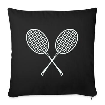 Kreuzende Badminton Schläger Grafik - Sofakissenbezug 45 x 45 cm - Schwarz - Vorne