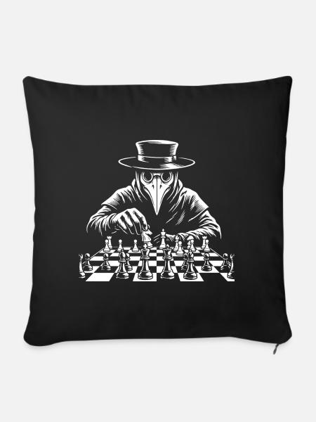 Pestdoktor Schach-Gambit - Sofakissenbezug 45 x 45 cm - Schwarz