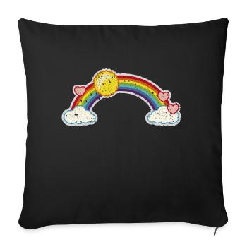 Rainbow Sun Heart Clouds Happiness Grunge Graffiti - Sofa pillowcase 17,3'' x 17,3'' (45 x 45 cm) - black - Front