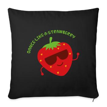 Tanzende Erdbeere - Sofakissenbezug 45 x 45 cm - Schwarz - Vorne
