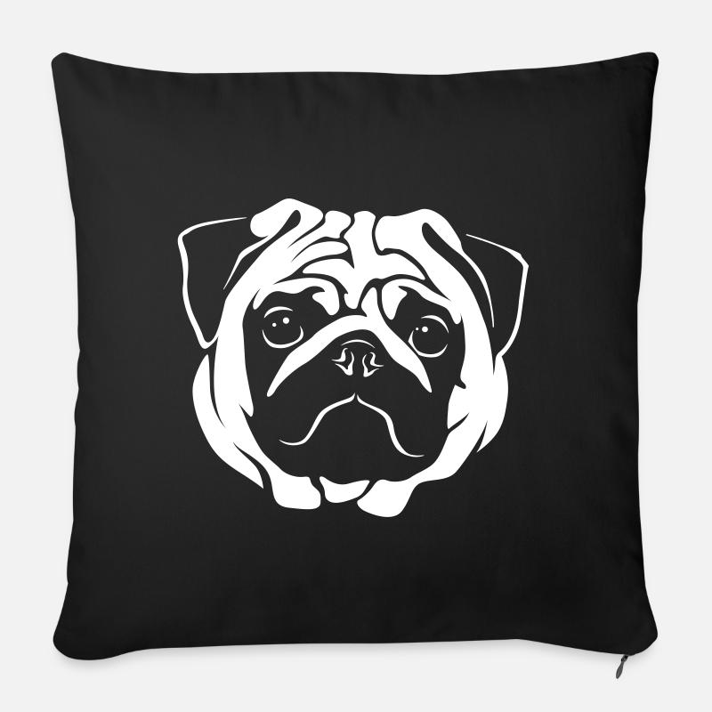 Mops Portrait - Negative Stil - Sofakissenbezug 45 x 45 cm - Schwarz