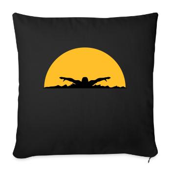 waves evening sun night palm trees beach island sea - Sofa pillowcase 17,3'' x 17,3'' (45 x 45 cm) - black - Front