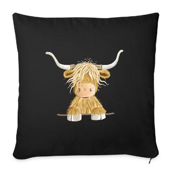Funny Scottish Highland cow cow gift - Sofa pillowcase 17,3'' x 17,3'' (45 x 45 cm) - black - Front