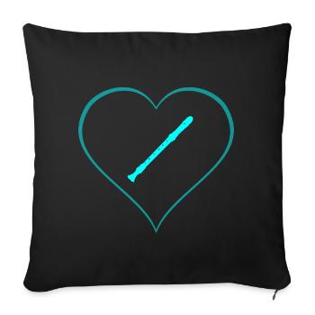 flûte - Housse de coussin décorative 45 x 45 cm - noir - Devant