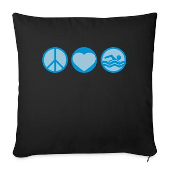 nager amour signe de paix symbole coeur vacances m - Housse de coussin décorative 45 x 45 cm - noir - Devant