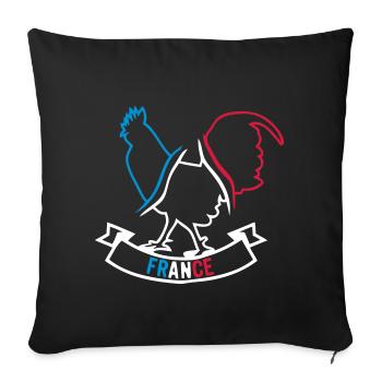 france foot supporter coq 4 ecusson 4 fanion - Housse de coussin décorative 45 x 45 cm - noir - Devant