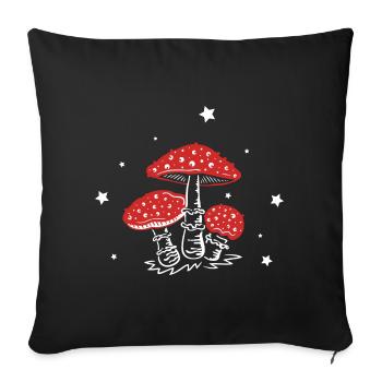 Champignons Champignons Champignons Amanita - Housse de coussin décorative 45 x 45 cm - noir - Devant