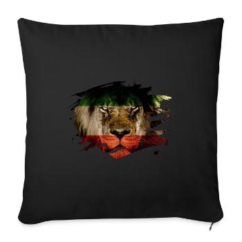 Drapeau Perse et photo de lion d'Afrique - Housse de coussin décorative 45 x 45 cm - noir - Devant