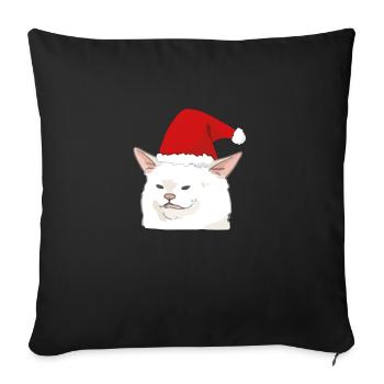 Smudge the Cat Woman Yelling at a Cat Christmas 02 - Housse de coussin décorative 45 x 45 cm - noir - Devant
