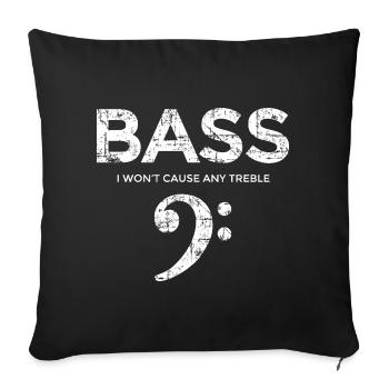 BASS I wont cause any treble (Vintage/White) - Sofa pillowcase 17,3'' x 17,3'' (45 x 45 cm) - black - Front