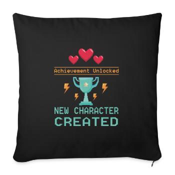 Achievement Unlocked Nouveau personnage créé - Housse de coussin décorative 45 x 45 cm - noir - Devant