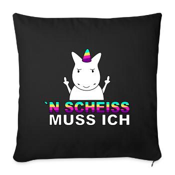 Einhorn N Scheiss muss ich. - Sofakissenbezug 45 x 45 cm - Schwarz - Vorne