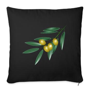 Olive branch with four olives. Symbol of peace - Sofa pillowcase 17,3'' x 17,3'' (45 x 45 cm) - black - Front