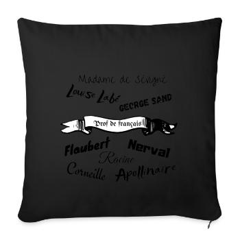 Cadeau pour prof de français - Housse de coussin décorative 45 x 45 cm - noir - Devant