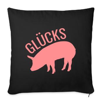 Glücksschwein Glück Sau Vektor Farbe wählbar - Sofakissenbezug 45 x 45 cm - Schwarz - Vorne