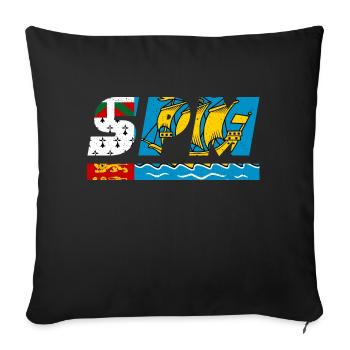 SPM flag flag Saint Pierre and Miquelon Island - Sofa pillowcase 17,3'' x 17,3'' (45 x 45 cm) - black - Front