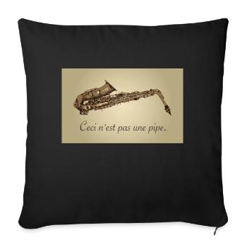 ceci nest pas une pipe - Saxophone and music lover - Sofakissenbezug 45 x 45 cm - Schwarz - Vorne