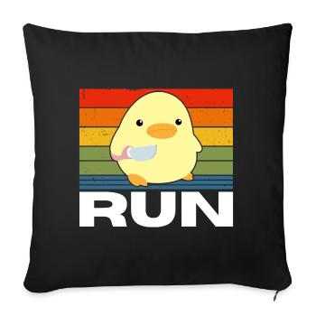 Run duck with knife meme funny saying vintage - Sofa pillowcase 17,3'' x 17,3'' (45 x 45 cm) - black - Front