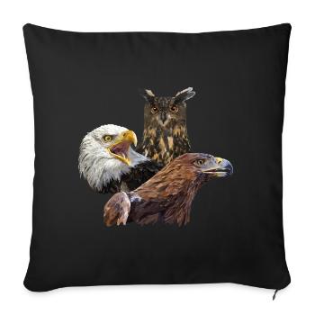 Hibou et aigles - Housse de coussin décorative 45 x 45 cm - noir - Devant